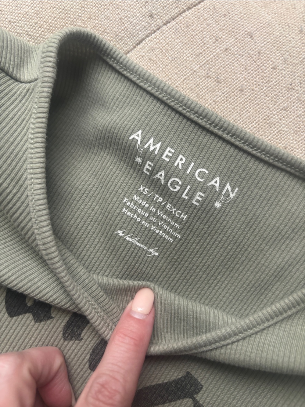 American Eagle Outfitters Olive Green Salem Graphic Short Sleeve Tee - Picture 3 of 5